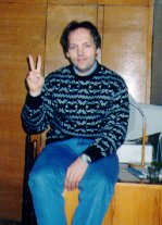 Evgeny with peace sign
